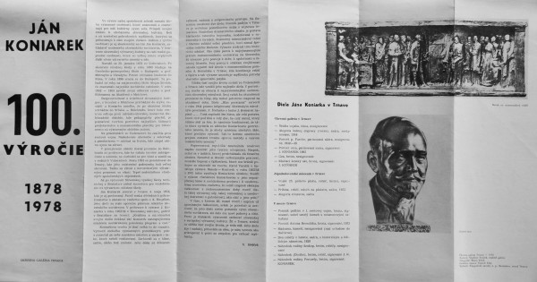 Ján Koniarek 100 výročie 1878-1978 V. Siváček okresná galéria Trnava