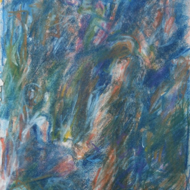 TEODOR TEKEL, Kristus na hore Olivetskej, 1965-1970, suchý pastel na papieri, 29,6x20,7cm